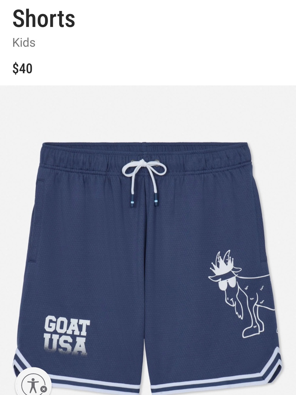 Kids Navy 'Goat USA' Athletic Shorts